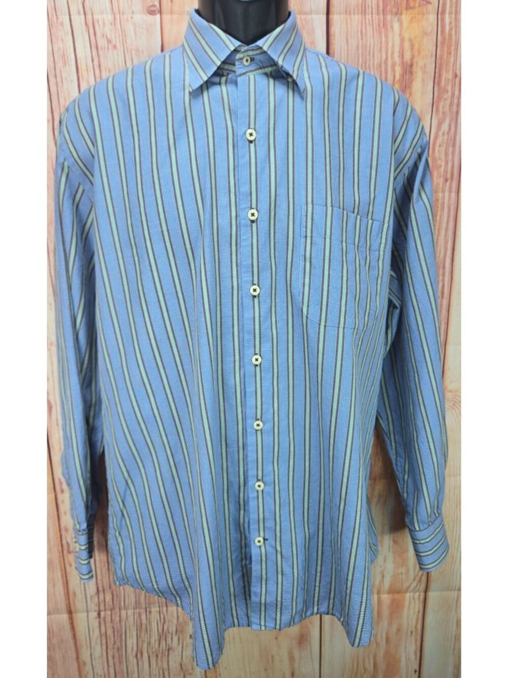 Peter Millar Blue Striped Long Sleeve Shirt Size Large